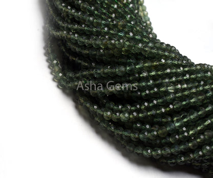 AAA Green Apatite Faceted Rondelle Beads,3.60 mm Natural Apatite Micro Cut Gemstone Beads,13" Strand Green Apatite Machine Cut Beads Jewelry