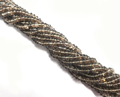 Natural Smoky Quartz Smooth Rondelle Shape Gemstone Beads,12" Strand smoky Plain Handmade Bead, Fine Smoky Beads Jewelry making Handicrafts