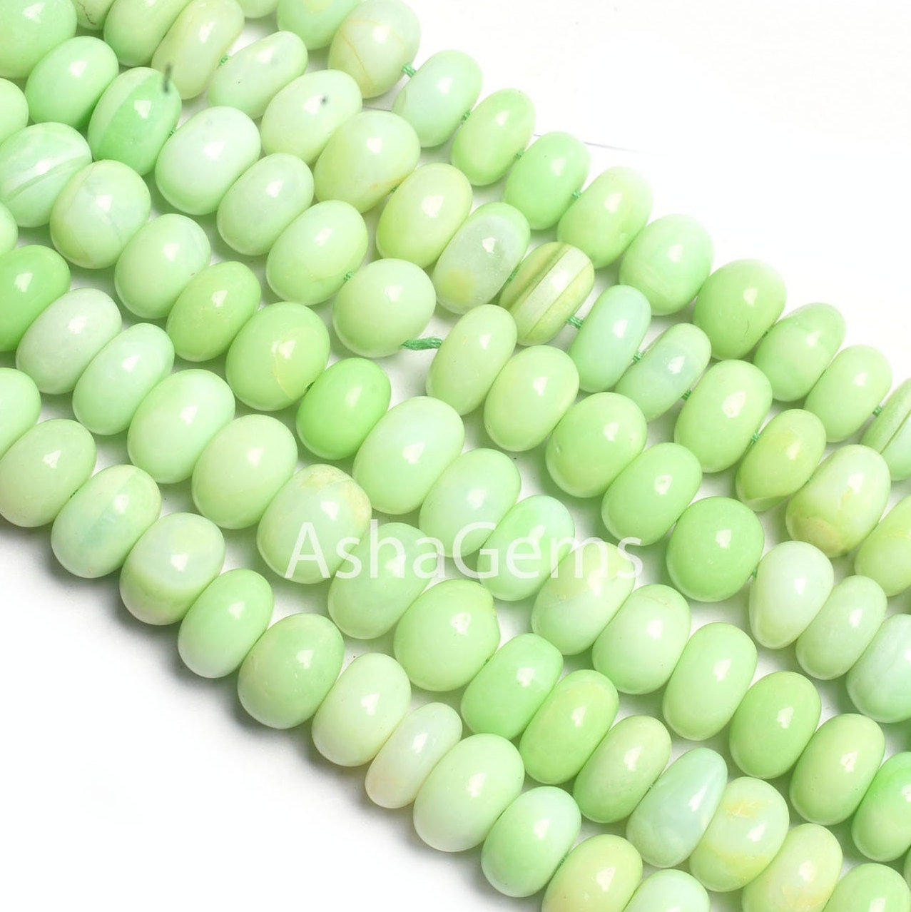 Beautiful Green Parrot Opal Smooth Rondelle gemstone Beads,16"Strand,8,10 mm Shaded Green Opal Plain handmade Beads Opal Bead Jewelry Crafts