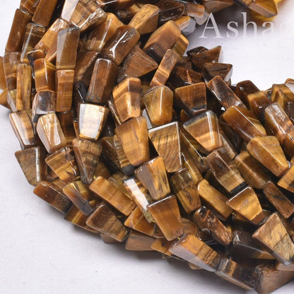 Beautiful Tiger Eye Smooth Fancy Shape Gemstone Beads,13", Tiger Eye Handmade Triangle Shape Beads Indian, Tiger Eye Beads For Jewelry Craft