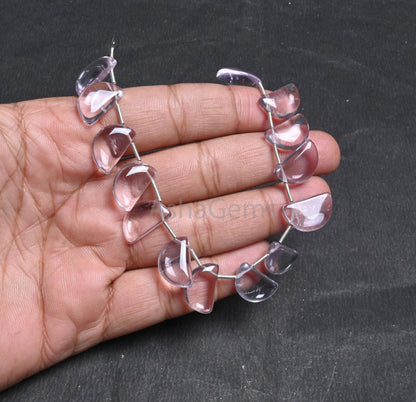 Natural Pink Amethyst Smooth D Shape Fancy Gemstone Beads,10-16 mm Amethyst Half Moon Side Drill Handmade Plain Beads Jewelry making Crafts