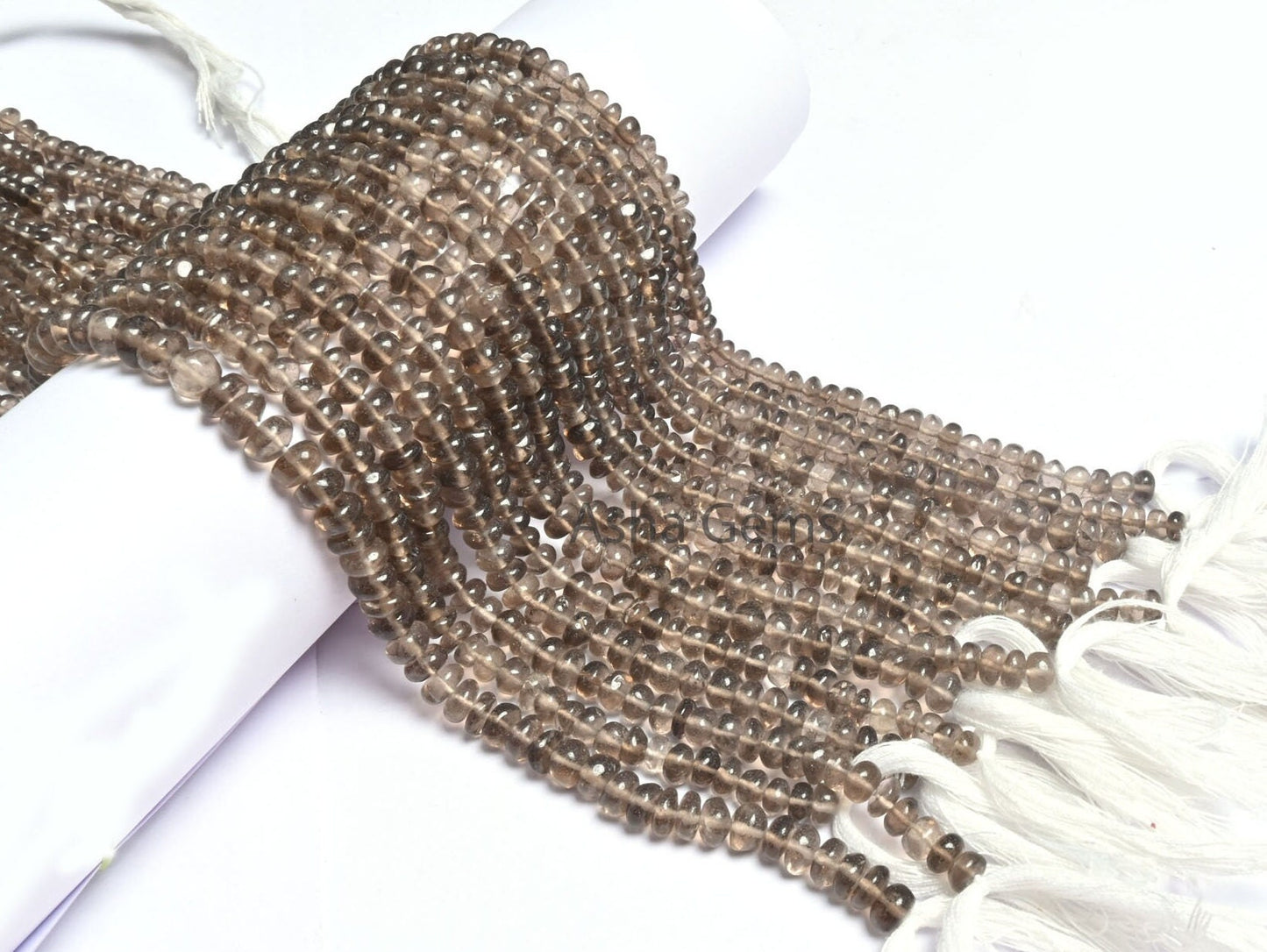 Natural Smoky Quartz Smooth Rondelle Shape Gemstone Beads,12" Strand smoky Plain Handmade Bead, Fine Smoky Beads Jewelry making Handicrafts