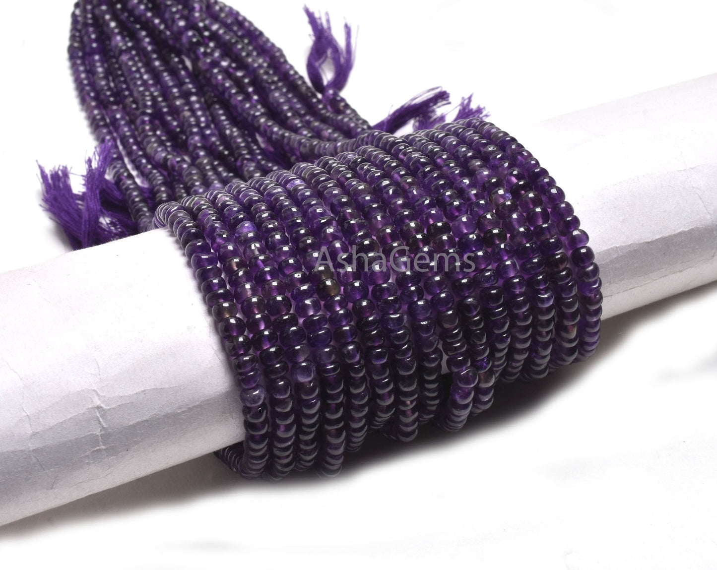 5 mm Purple Amethyst Smooth Rondelle Gemstone Beads,13" Strand Natural Amethyst Handmade Plain Beads, Fine African amethyst Jewelry makings