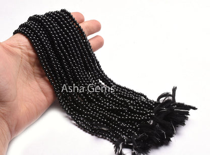 AAA Black Spinal Smooth Round Ball Beads,13" Strand Natural spinel Plain Round Shape Gemstone Beads, Black Spinel Beads Jewelry Makings SALE