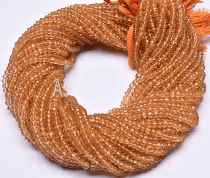 Beautiful Quartz Coated Citrine Faceted Rondelle Beads,13" Strand Yellow Coated Quartz Beads,4 mm Citrine Coated Quartz Gemstone Beads SALE
