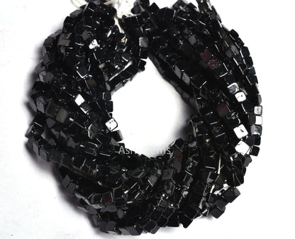Beautiful Natural Black Spinel Box Shape Smooth Gemstone Beads,4.mm, Black Spinel Plain 3D Cube Box Beads,Spinel Beads.For Jewelry Craft
