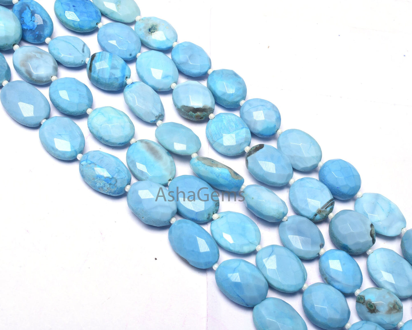 Beautiful Blue Opal Faceted Oval Shape Beads, Turquoise Blue Opal Gemstone Beads Opal Handmade Indian Cut Bead For Jewelry Making Craft SALE