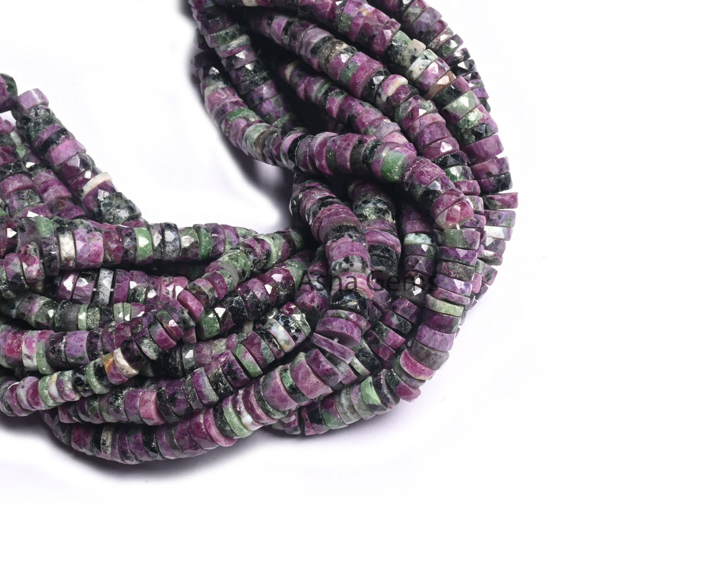 Natural Ruby Zoisite Faceted Heishi tyre Beads, Fine Ruby Zoisite Wheel Shape Beads Gemstone Flat Tyre Beads Necklace Jewelry Making Crafts