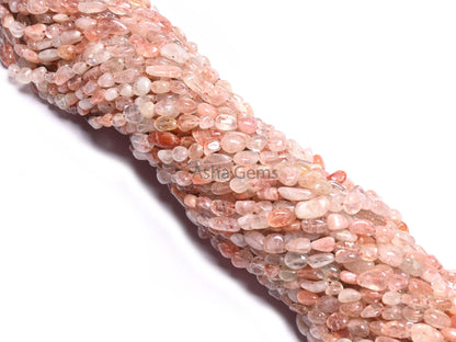 Shaded Red Sunstone Tiny Nugget smooth Gemstone Beads, Natural Sunstone Plain Uneven Handmade Tumble Straight Drill Bead Jewelry Making SALE (AG 22255)