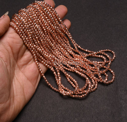 Beautiful Pyrite Copper Coated Rondelle Faceted Gemstone Loose Beads,3-3.25 mm,Fine Quality Pyrite Indian Cut Beads Jewellery Making Crafts