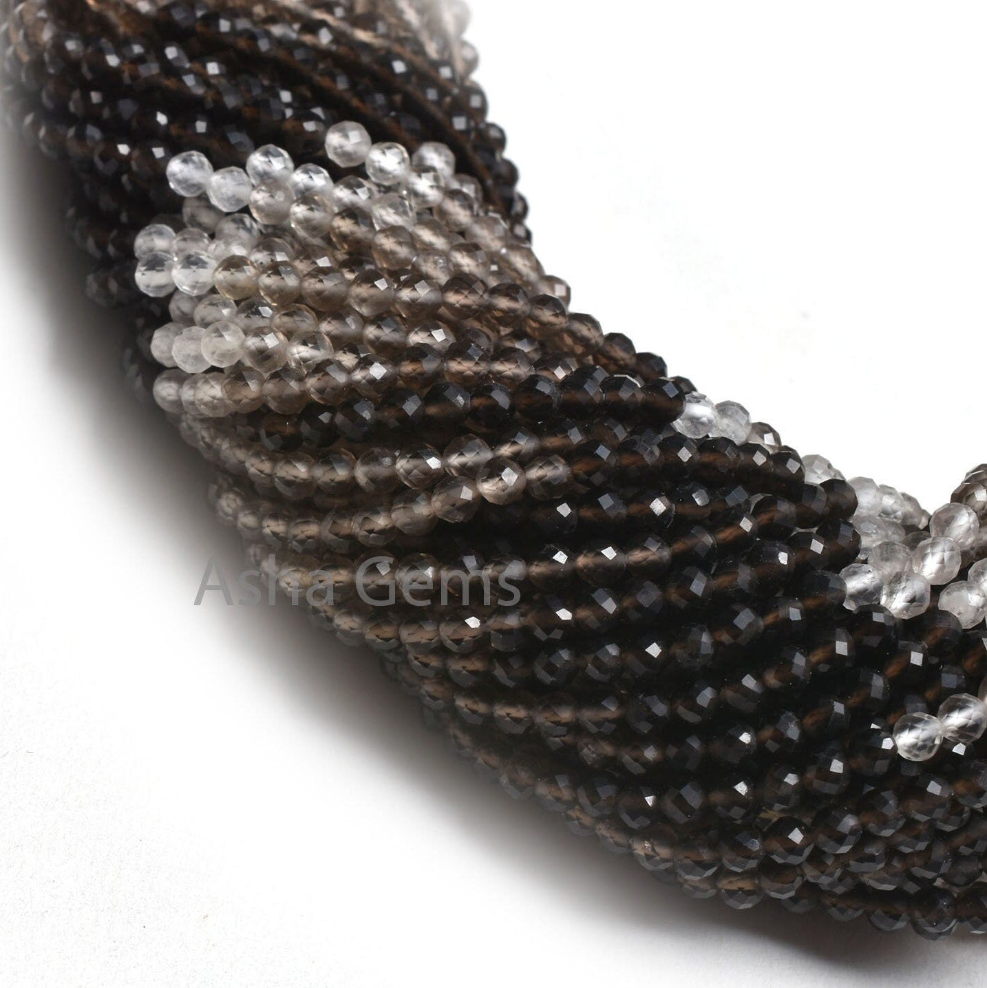 Beautiful Smoky Quartz Machine Cut Beads,3.25 mm Shaded Smoky Micro Cut Faceted Round Ball Beads, Fine Smoky Round Beads Jewelry Craft SALE