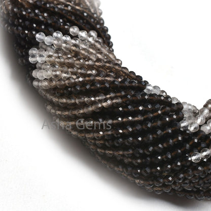 Beautiful Smoky Quartz Machine Cut Beads,3.25 mm Shaded Smoky Micro Cut Faceted Round Ball Beads, Fine Smoky Round Beads Jewelry Craft SALE