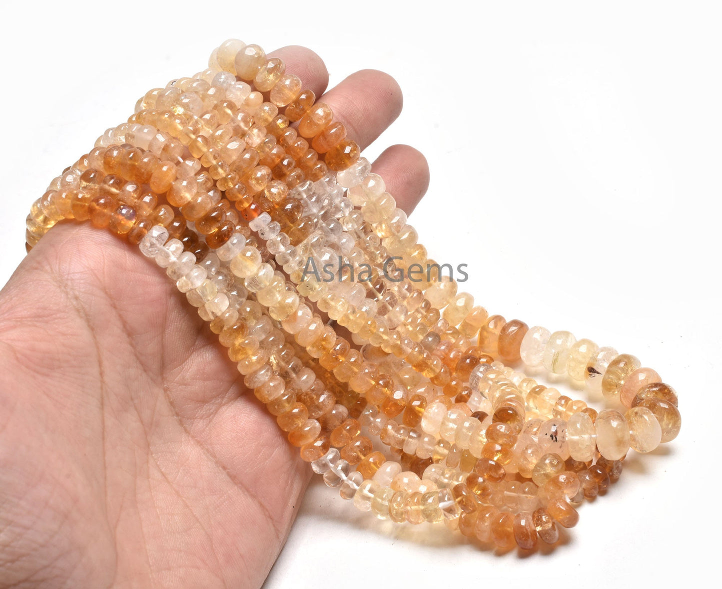 Beautiful Citrine Smooth Rondelle Gemstone Beads,16" Shaded Yellow Citrine Plain Handmade Roundelle Beads, Natural Citrine Quartz Beads SALE