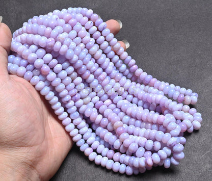 AAA Light Lavender Blue Opal Smooth Rondelle Beads,16" Light Purple Opal Plain Handmade Gemstone Loose Bead Blue Opal Beads Jewelry Necklace
