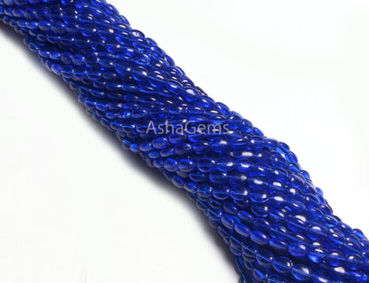 13" Strand Beautiful Royal Blue Color Hydro Smooth Oval Shape Beads,5.5-7.5 mm Blue Hydro Plain Handmade Oval Bead Jewelry Making Craft SALE