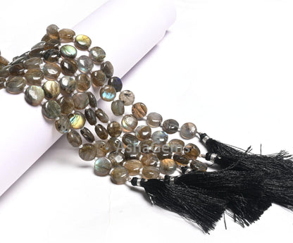 10 mm Fine Labradorite Smooth Coin Shape Handmade Beads,8" Natural Multi Flash Labradorite Straight Drill Coin Gemstone Loose Beads Jewelry