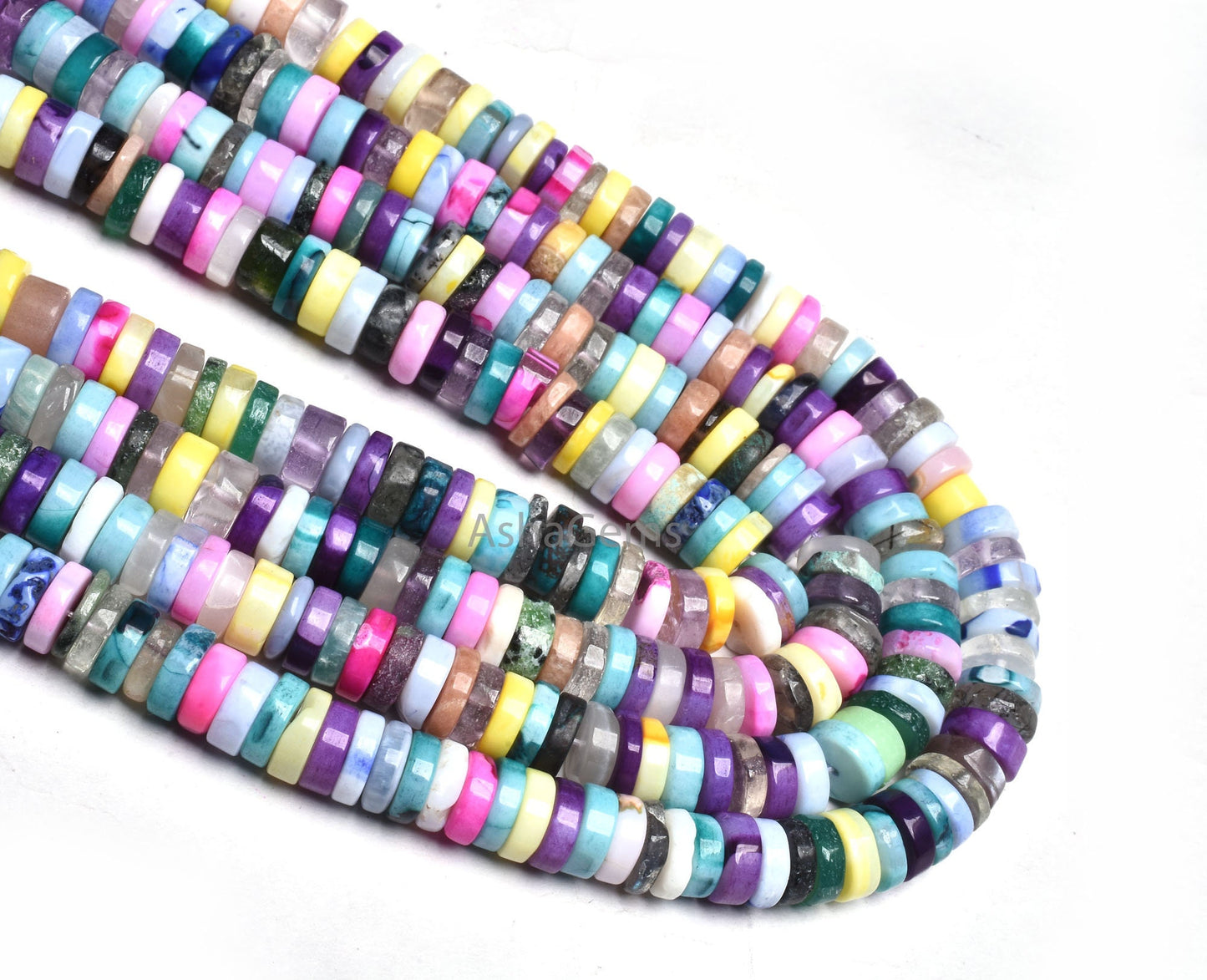 beautiful Mix gemstone Smooth Tyre Shape beads,8 mm Multi Color stone Disco plain Handmade Heishi tyre Beads, disco beads For Jewelry Crafts