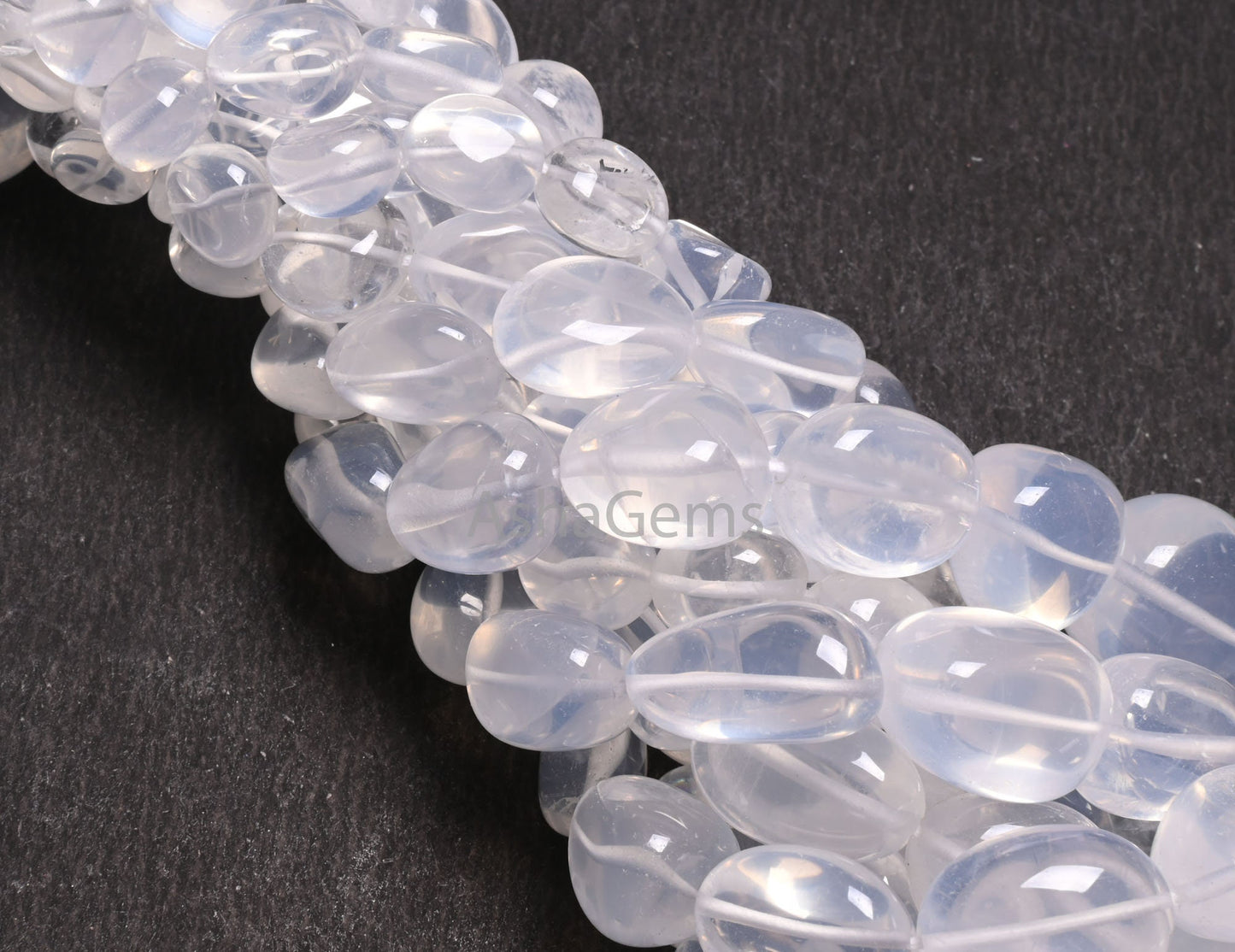 AAA Quality Ice Quartz Smooth Nugget Gemstone Loose Beads,9/18"Strand Natural White Ice Crystal Handmade Tumble Bead Necklace Making Jewelry