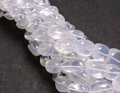 AAA Quality Ice Quartz Smooth Nugget Gemstone Loose Beads,9/18"Strand Natural White Ice Crystal Handmade Tumble Bead Necklace Making Jewelry