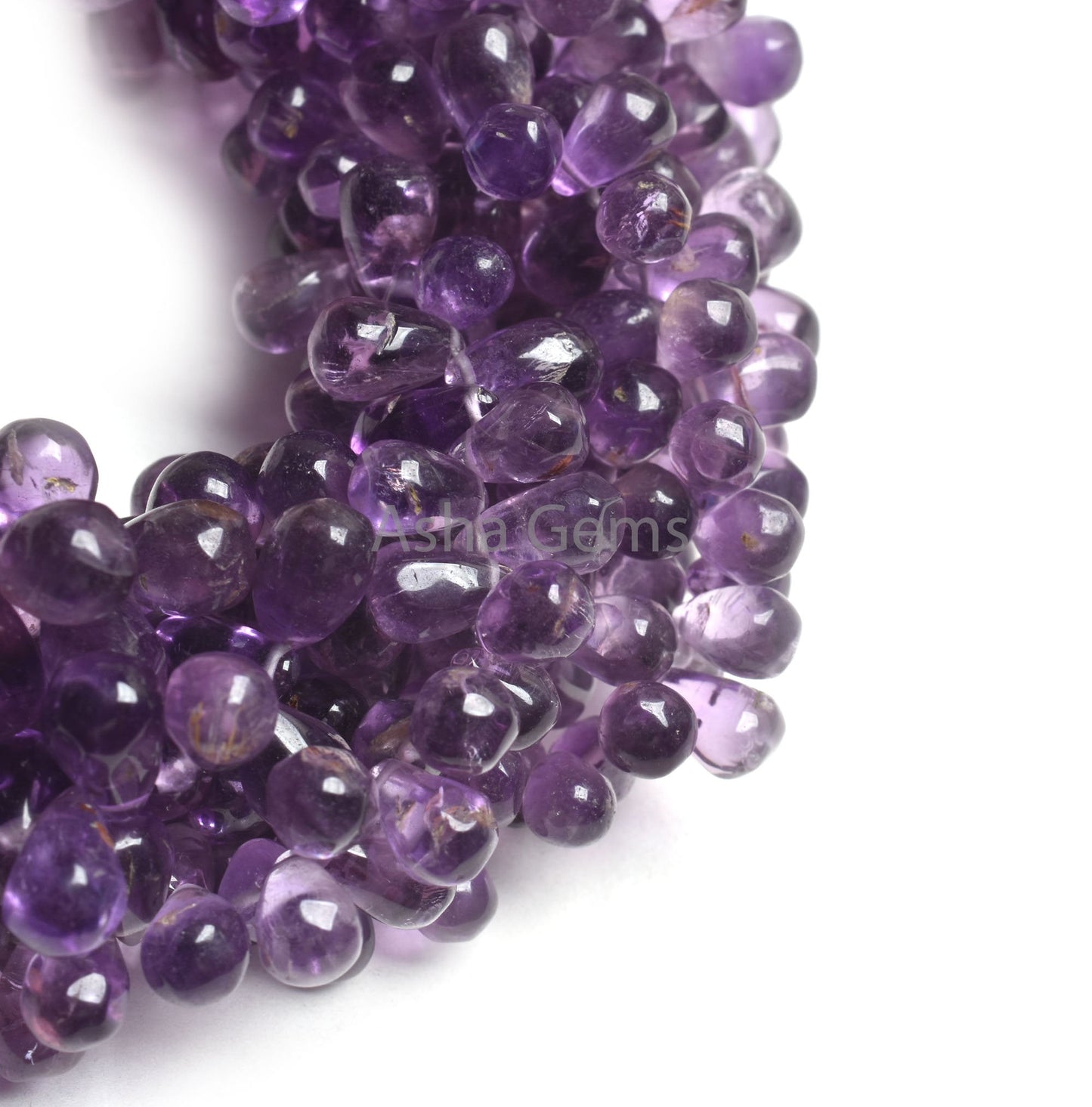 Amethyst Smooth Drops Shape Gemstone Beads,8" Strand Light Purple Amethyst Plain Handmade Side Drill Teardrop Bead, Natural Amethyst Beads