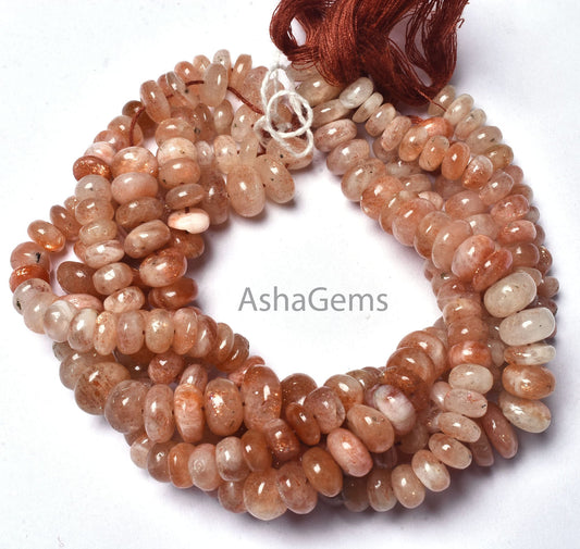 shaded Red sunstone Smooth Rondelle shape beads,8" strand sunstone Beads, Orange sunstone Plain Handmade Gemstone beads Jewelry Making SALE