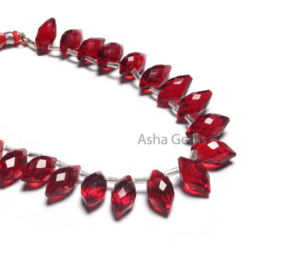 Beautiful Red Quartz Hydro Fancy Barrel Shape Faceted Beads, AAA Red Ruby Color Hydro Fancy Loi Shape Pointed Briolette Beads Jewelry Crafts