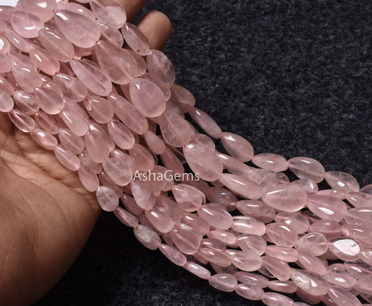 Beautiful Pink Rose Quartz Smooth Pears Shape Beads,13" Strand Rose Quartz Plain Handmade Beads, Quartz Pear Gemstone Beads Jewelry Crafts