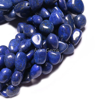 AAA Quality Lapis Smooth Nugget Gemstone Loose Beads,18"Blue Lapis Tumble handmade Graduation Size Beads, Lapis Lazuli Bead Necklace Jewelry