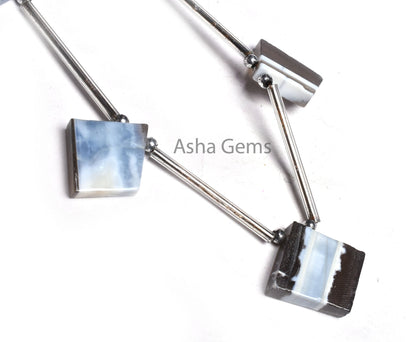 Beautiful Blue Boulder Opal Fancy Uneven Rough Gemstone Beads, Boulder Opal Smooth Handmade Flat Slice Nugget Side Drill Beads Opal Jewelry