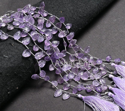 AAA Quality Pink Amethyst Fancy Leaf Shape Carved Gemstone Beads,8" Natural Amethyst Carve Pear Briolette Handmade Bead Jewelry Making Craft