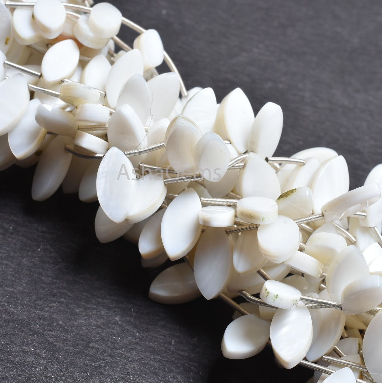 Beautiful White Mother Of Pearl Fancy Marquise Shape Beads, Natural MOP Flat Marquise Side Drill Gemstone Beads Mother Of Pearl Bead Jewelry