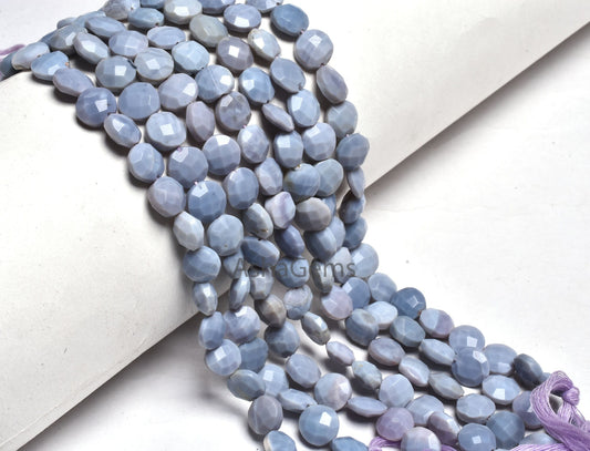 8 Inch Strand Purple Blue Opal Faceted Coin Beads,9 mm lavender Opal Beads, Opal Faceted briolette Coin Gemstone Beads for Jewelry Makings