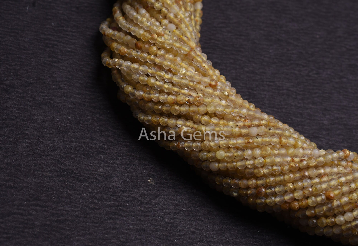AAA Quality Golden Rutile Micro Cut Gemstone beads 2 mm Natural Rutile Machine cut Faceted rondelle beads, Golden Yellow Rutile Bead Jewelry