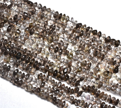 Natural Smoky quartz Button Shape Beads,13" Strand Shaded Smoky Smooth Button Beads, Gemstone Plain Handmade Button Beads For Jewelry Crafts