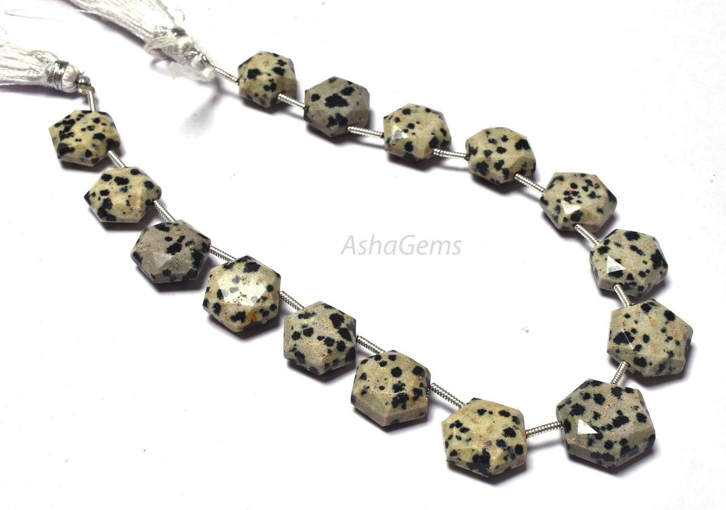 Beautiful Dalmation Jasper Fancy Hexagon Shape Beads,15 Pc Strand Natural Dalmation Jasper Faceted 6 Corner Gemstone beads, Jasper Beads