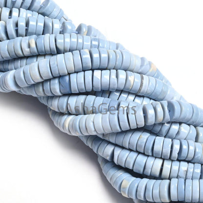 Beautiful Blue Oregon Opal Smooth Tyre Shape Gemstone Beads, AAA Blue Opal plain Flat wheel, Heishi Tyre Opal Bead Jewelry Making Craft SALE