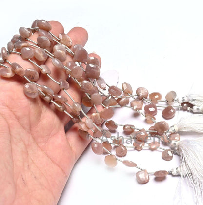 Beautiful Chocolate Moonstone Faceted Heart Shape Gemstone Loose Beads, Natural Moonstone Heart Briolette Brown Moonstone Bead Jewelry Craft (AG 18602 )