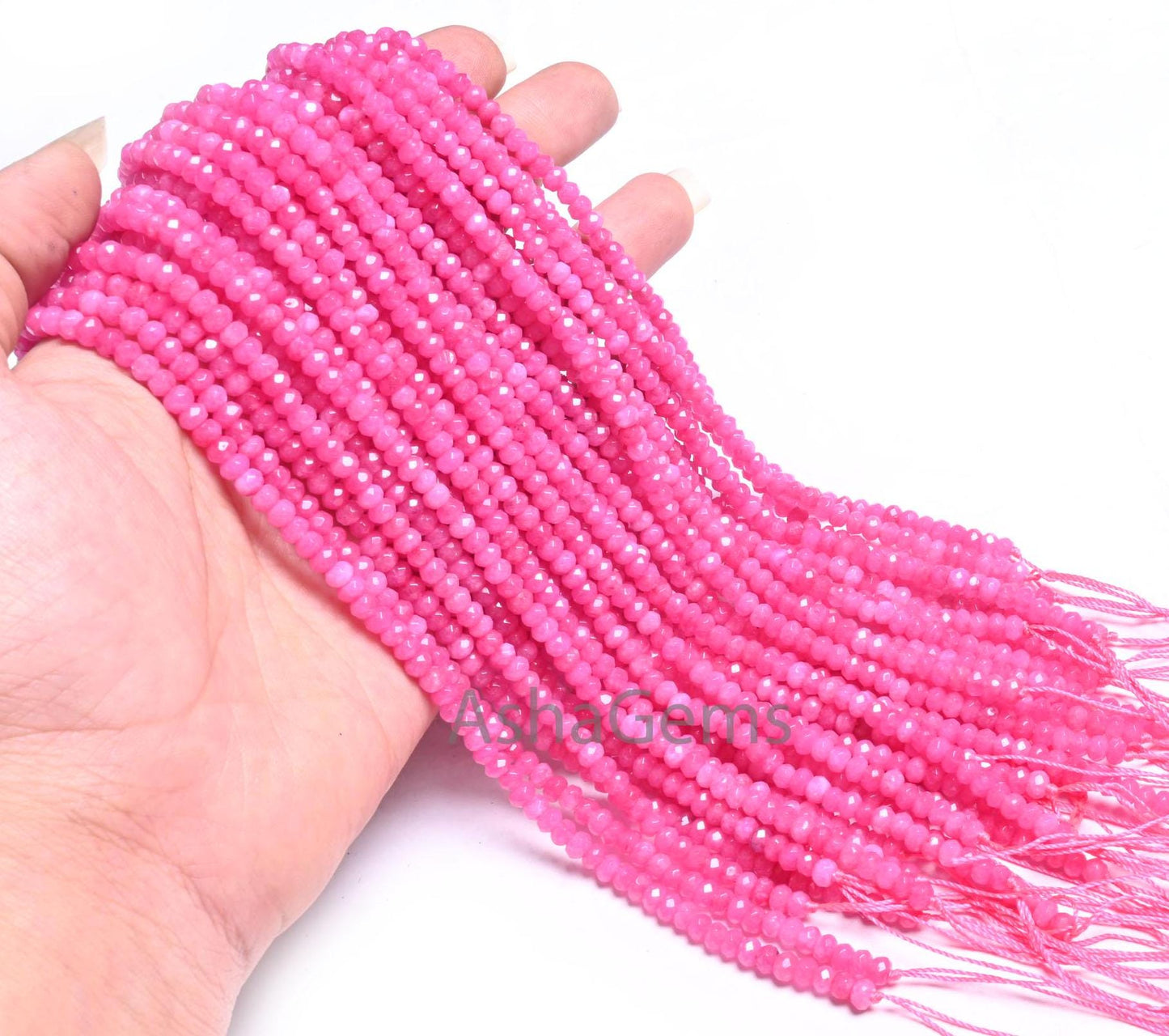 14" Strand Beautiful Hot Pink Jade Quartz faceted Rondelle Shape Beads,4.5mm Fine Jade Quartz machine cut Gemstone Beads Jewelry Making SALE