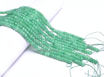 6 mm Beautiful Green Jade faceted Rondelle Beads,7/14" Fine Tree Green Jade Quartz machine cut Gemstone Loose Bead Jewelry Making Craft SALE
