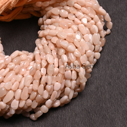 Natural Peach Moonstone Nugget Shape Tiny Gemstone Beads, Light Off Pink Moonstone Smooth Handmade Uneven Tumble Beads Jewelry making Craft (AG 22264)