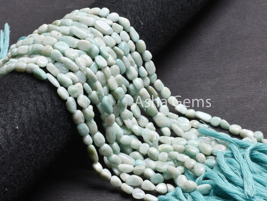 Natural Amazonite Smooth Nugget gemstone Beads,13"Beautiful Blue Amazonite Handmade Plain Tiny Nugget Straight Drill Bead Jewelry Craft SALE