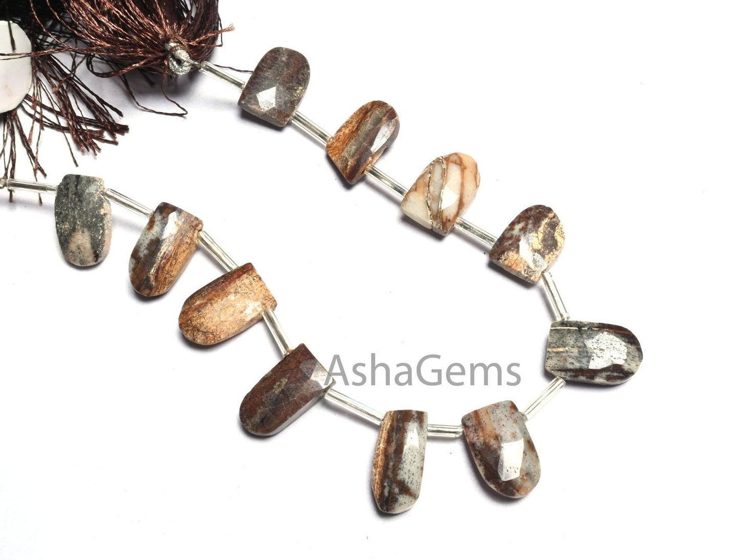 Beautiful Wood Agate Fancy Gate Shape Gemstone Beads, Natural Moss Agate Faceted Briolette Side Drill Agate Beads Jewelry Making Crafts SALE (AG 18601)