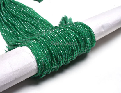 AAA Quality Green Onyx Micro Faceted Round Ball Gemstone Beads,3.2 mm American Green onyx Machine Cut Round Ball Beads Onyx For Jewelry SALE