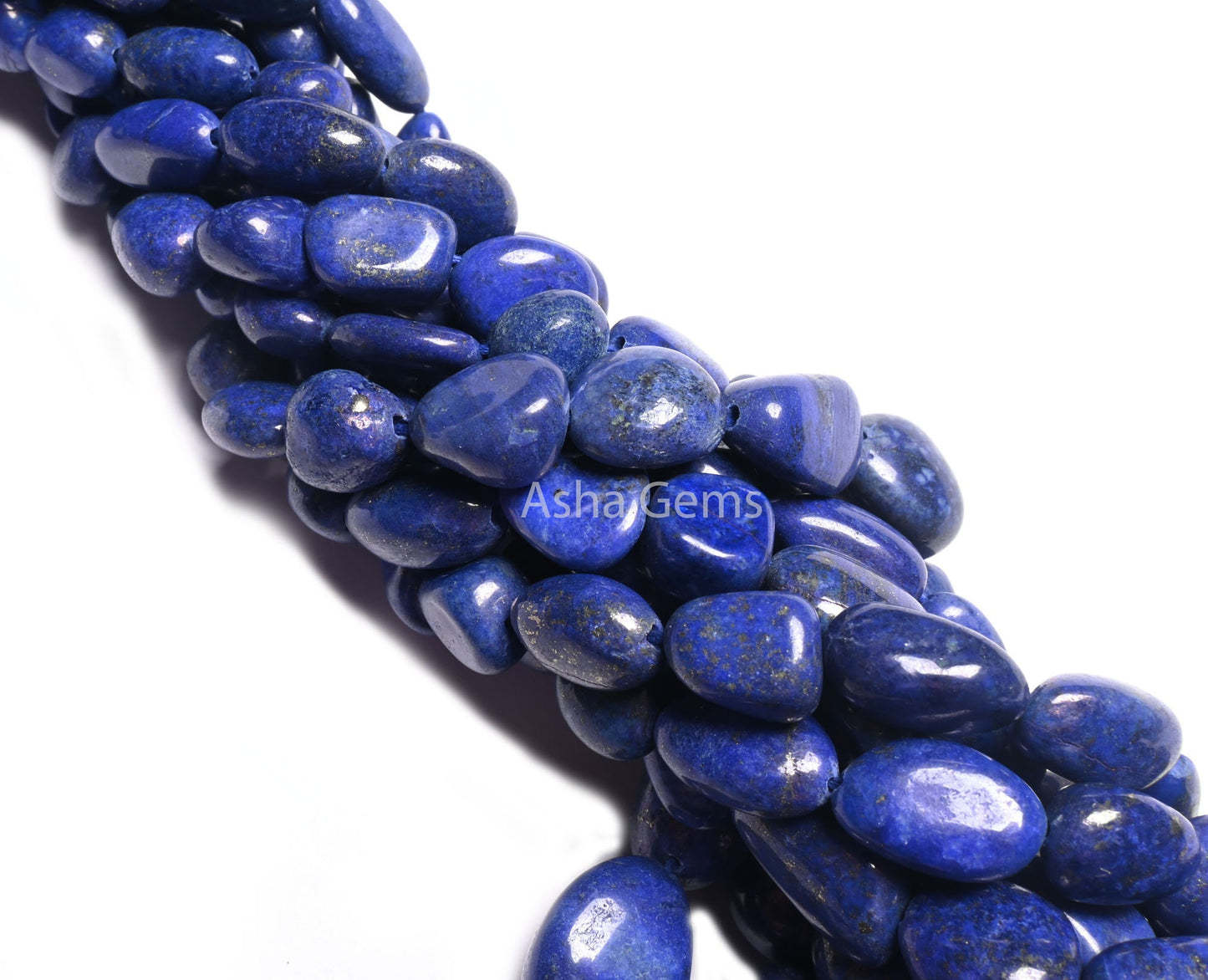 AAA Quality Lapis Smooth Nugget Gemstone Loose Beads,18"Blue Lapis Tumble handmade Graduation Size Beads, Lapis Lazuli Bead Necklace Jewelry