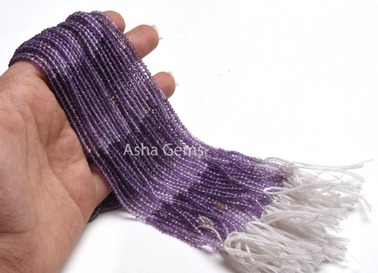 2.5 mm AAA Natural Amethyst Faceted Micro Cut Beads,13" Strand Shaded Purple Amethyst Machine Cut Gemstone Beads, amethyst Bead Jewelry SALE