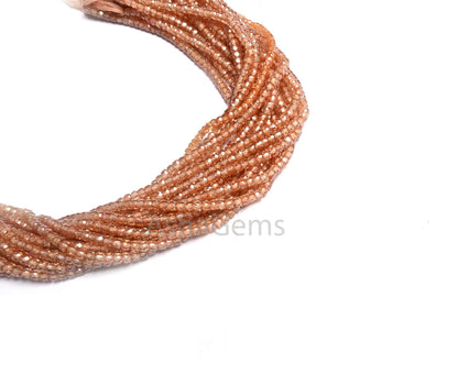 3 mm Beautiful Brown Zircon Micro Cut Rondelle Faceted Gemstone Beads,13" AAA Quality Imperial  Brown Cubic Zircon Faceted Bead Jewelry Sale