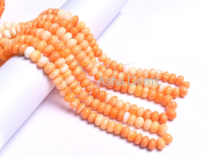 AAA Orange Opal Smooth Rondelle Beads, 8/16" Strand Shaded Fire Opal Color Handmade Gemstone carrot Orange opal beads Necklace Jewelry SALE