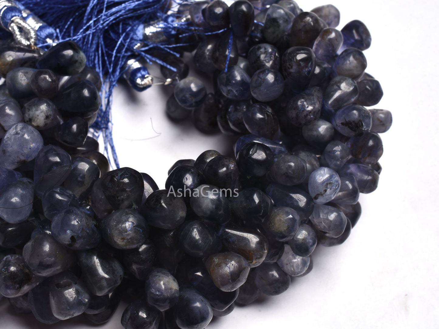 8 Inch Full Strand Blue Iolite Smooth Drops Shape beads, Natural Iolite Beads. handmade Teardrop Gemstone Bead For Jewelry Making Craft SALE