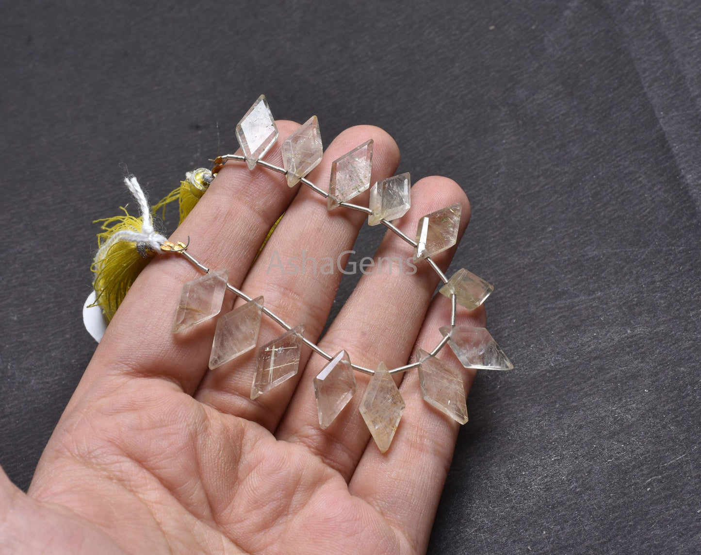 Natural Golden Rutile Quartz Faceted Rhombus Shape Gemstone Beads,9-18mm Fine Rutile Fancy Rhombus Straight Drill Bead Jewelry making Crafts