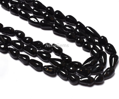 Natural Black Spinal Drops Shape Beads Black Spinal Smooth Teardrops Beads, Black Spinal Drops Beads, Briolette Beads For Jewelry Craft SALE